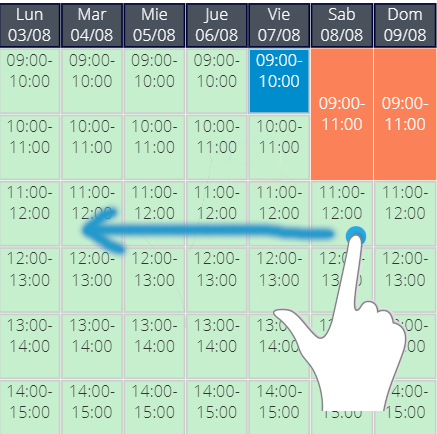 Deslizar a la izquierda para ir a la semana siguiente